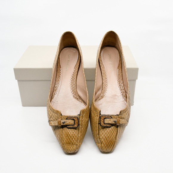GIORGIO ARMANI Vintage Genuine Python Ballet Flats Size 37.5 Made in Italy - Picture 8 of 16